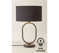 Valuelights Antonia Black With Gold Inner Drum Shade Matte Black Oval Table Lamp With Bulb