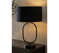 Antonia Black and Metallic Gold Drum Shade Matte Black Oval Table Lamp ValueLights Black One Size
