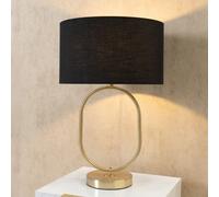 Valuelights Antonia Black Fabric Drum Lamp Shade Brushed Gold Oval Table Lamp With Led Bulb