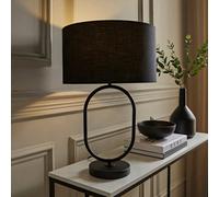 ValueLights | Antonia Black Fabric Drum Lamp Shade Matte Black Oval Table Lamp | Table Lamps, Home Décor & Improvement Essential
