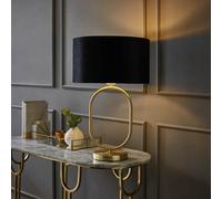 Valuelights Antonia Black Velvet And Gold Drum Lamp Shade Brushed Gold Oval Table Lamp