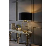ValueLights Antonia Black Velvet & Gold Lamp Shade Gold Oval Table Lamp
