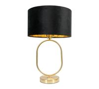 ValueLights | Antonia Black Velvet and Gold Drum Lamp Shade Brushed Gold Oval Table Lamp | Table Lamps, Home Décor & Improvement Essential