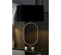 Antonia Black Velvet Drum Lamp Shade Brushed Chrome Oval Table Lamp ValueLights Silver One Size