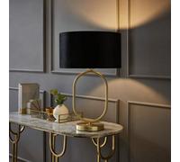 Valuelights Antonia Black Velvet Drum Lamp Shade Brushed Gold Oval Table Lamp