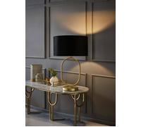 Antonia Black Velvet Drum Lamp Shade Brushed Gold Oval Table Lamp ValueLights Gold One Size