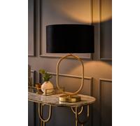 ValueLights Antonia Black Velvet Shade Gold Oval Table Lamp & Bulb