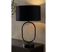Antonia Black Velvet Drum Lamp Shade Matte Black Oval Table Lamp ValueLights Black One Size