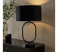 Valuelights Antonia Black Velvet Drum Lamp Shade Matte Black Oval Table Lamp With Led Bulb