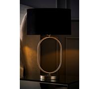 Antonia Black Velvet Drum Shade Brush Chrome Oval Table Lamp and Bulb ValueLights Silver One Size