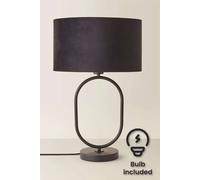 Valuelights Antonia Black Velvet Drum Lamp Shade Matte Black Oval Table Lamp With Led Bulb