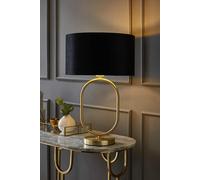 ValueLights Antonia Black Velvet & Gold Lamp Shade Gold Oval Table Lamp
