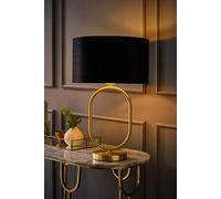 Valuelights Antonia Black Velvet & Gold Drum Shade Brushed Gold Oval Table Lamp And Led Bulb Gold One Size
