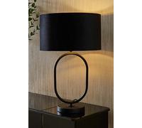 Antonia Black Velvet and Gold Drum Shade Matte Black Oval Table Lamp ValueLights Black One Size