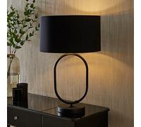 Valuelights Antonia Black With Gold Inner Drum Shade Matte Black Oval Table Lamp With Bulb