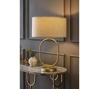 ValueLights Antonia Cream Boucle Shade Brushed Gold Oval Table Lamp