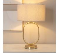 Valuelights Antonia Cream Boucle Drum Shade Brushed Gold Oval Table Lamp With Led Bulb