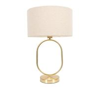 ValueLights | Antonia Cream Boucle Drum Shade Brushed Gold Oval Table Lamp with LED Bulb | Table Lamps, Home Décor & Improvement Essential | Included LED Bulb