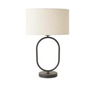 ValueLights | Antonia Cream Boucle Drum Shade Matte Black Oval Table Lamp with LED Bulb | Table Lamps, Home Décor & Improvement Essential | Included LED Bulb