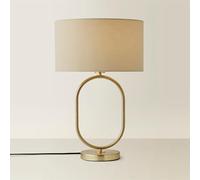 Antonia Fabric Drum Lamp Shade Brushed Gold Oval Table Lamp ValueLights Natural One Size
