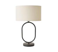 ValueLights Antonia Fabric Drum Lamp Shade Matte Black Oval Table Lamp with Bulb in Natural ValueLights Natural