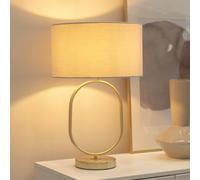 Valuelights Antonia Cream Shade Brushed Gold Oval Table Lamp And Led Bulb