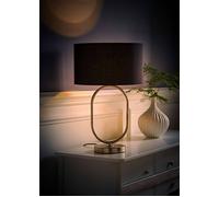 Antonia Fabric Drum Lamp Shade Brushed Chrome Oval Table Lamp and Bulb ValueLights Black One Size