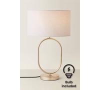 Antonia Fabric Drum Lamp Shade Brushed Chrome Oval Table Lamp and Bulb ValueLights Grey One Size