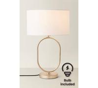 ValueLights Antonia White Lamp Shade Chrome Oval Table Lamp & Bulb