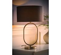 Valuelights Antonia Charcoal Fabric Drum Lamp Shade Brushed Chrome Oval Table Lamp With Bulb