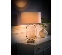 ValueLights Antonia White Lamp Shade Chrome Oval Table Lamp & Bulb