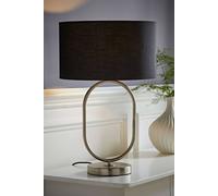 ValueLights Antonia Black Lamp Shade Brushed Chrome Oval Table Lamp