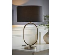 Antonia Fabric Drum Lamp Shade Brushed Chrome Oval Table Lamp ValueLights Charcoal One Size
