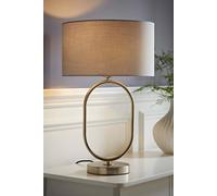 ValueLights Antonia Grey Lamp Shade Brushed Chrome Oval Table Lamp