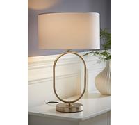 ValueLights Antonia White Lamp Shade Brushed Chrome Oval Table Lamp