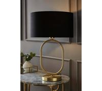 ValueLights Antonia Black Drum Lamp Shade Brushed Gold Oval Table Lamp