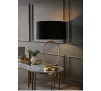 ValueLights Antonia Black Drum Lamp Shade Brushed Gold Oval Table Lamp