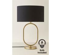 Valuelights Antonia Fabric Drum Lamp Shade Brushed Gold Oval Table Lamp With Led Bulb In Black Black