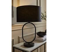 Aubrey Matte Black Oval Table Lamp with Drum Shade black