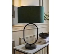 ValueLights Antonia Forest Green Drum Lamp Shade Black Oval Table Lamp