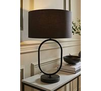 Antonia Fabric Drum Lamp Shade Matte Black Oval Table Lamp ValueLights Charcoal One Size