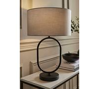 ValueLights Antonia Grey Drum Lamp Shade Matte Black Oval Table Lamp