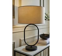 Antonia Fabric Drum Lamp Shade Matte Black Oval Table Lamp ValueLights Natural One Size