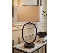 Antonia Fabric Drum Lamp Shade Matte Black Oval Table Lamp ValueLights White One Size