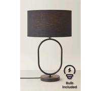 Valuelights Antonia Fabric Drum Lamp Shade Matte Black Oval Table Lamp With Bulb Black