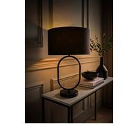Antonia Fabric Drum Lamp Shade Matte Black Oval Table Lamp with Bulb ValueLights Black One Size