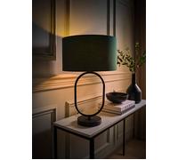 Antonia Fabric Drum Lamp Shade Matte Black Oval Table Lamp with Bulb ValueLights Bottle Green One Size
