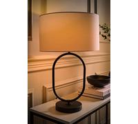 ValueLights Antonia White Drum Lamp Shade Black Oval Table Lamp & Bulb