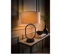 ValueLights Antonia White Drum Lamp Shade Black Oval Table Lamp & Bulb