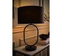 Antonia Fabric Drum Lamp Shade Matte Black Oval Table Lamp with Bulb ValueLights Black One Size